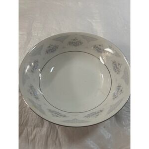 Fine China Serving Bowl Floral Blue White Silver Rim‎ Elegant Dinnerware Dish